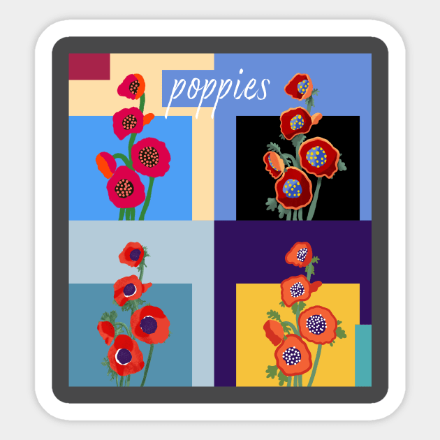 Four Poppies Sticker by lcsmithdesigns